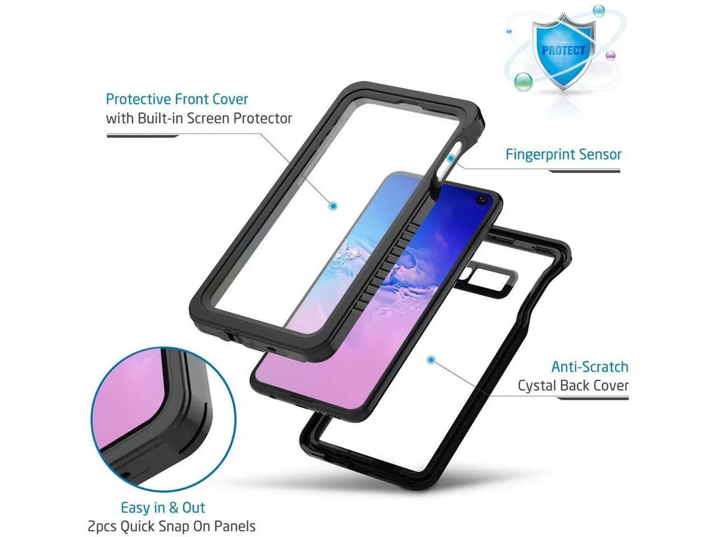 Galaxy S10e Case, IP68 Waterproof Dustproof Shockproof Case with Built-in Screen Protector, Full Body Sealed Underwater Protective Clear protector for  S10e