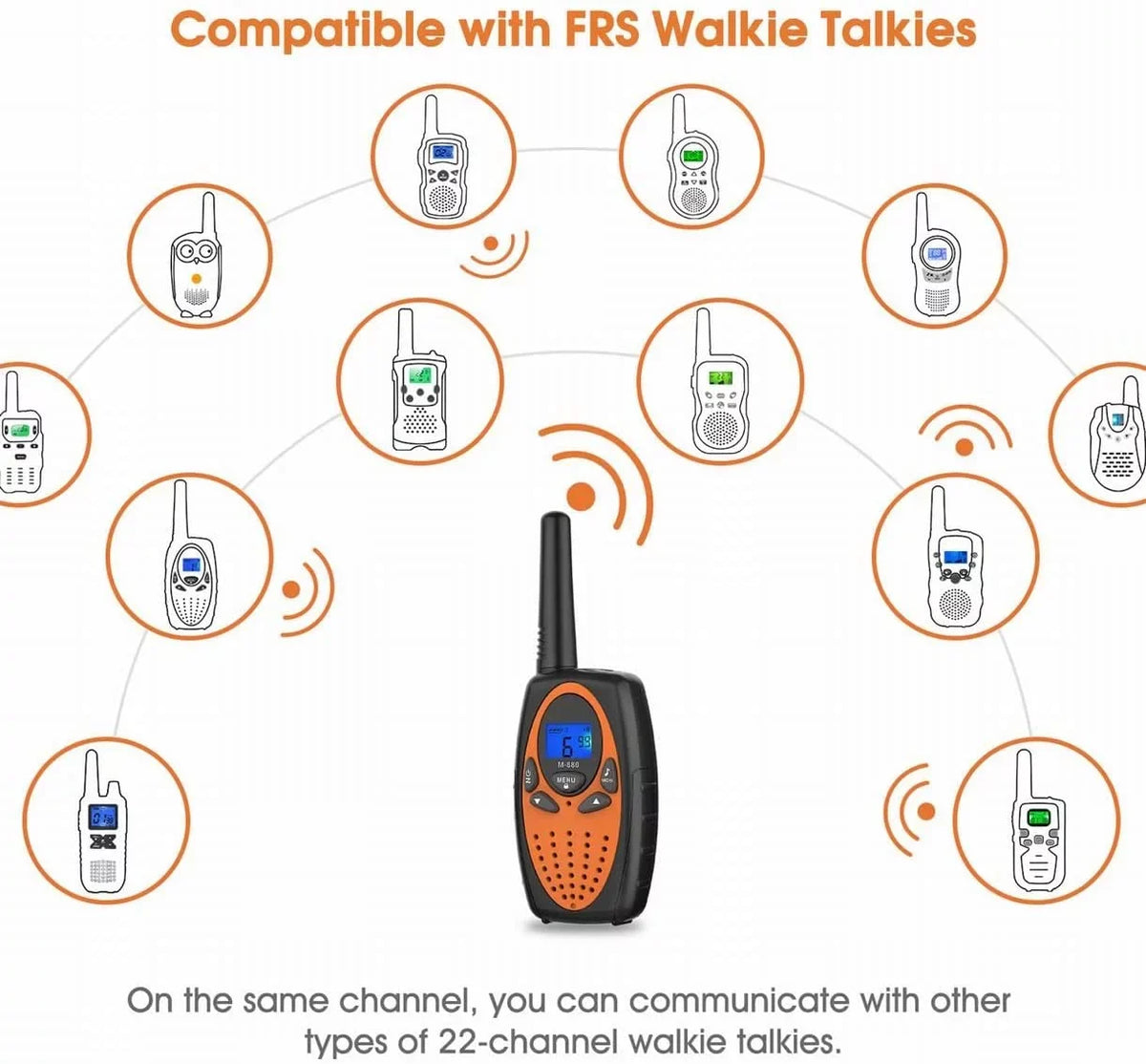 Two Way Radios for Adults, FRS Walkie Talkie Long Range /Hands Free Walki Talki with Noise Cancelling for Women Kids Camping Hiking Cruise Ship (Orange 2 in 1)