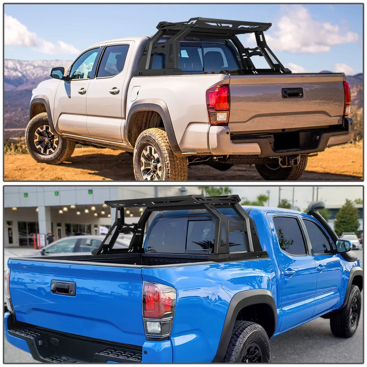 DNA Motoring TCRB-006 For 2005 to 2020  Tacoma Square Style Offroad Truck Bed Roll Bar+Cargo Box