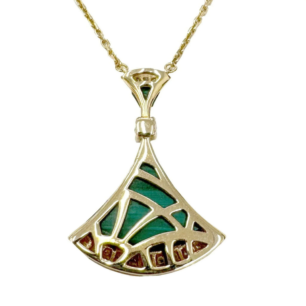 Pre-Owned BVLGARI Bvlgari Diva Dream Necklace Malachite Diamond K18PG D0.28ct Pink Gold 7.3g Ladies Pendant (Good)