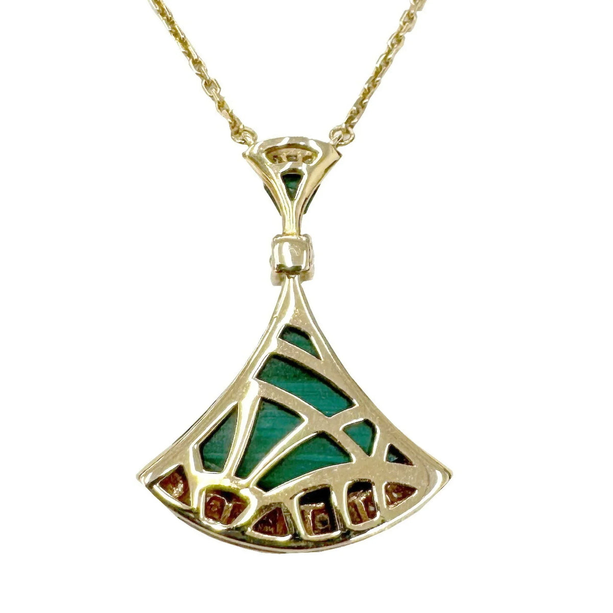 Pre-Owned BVLGARI Bvlgari Diva Dream Necklace Malachite Diamond K18PG D0.28ct Pink Gold 7.3g Ladies Pendant (Good)
