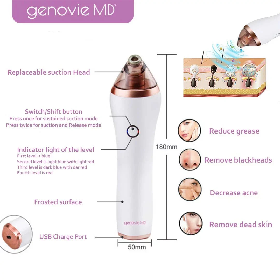 Genovie MD Acne and Deep Pore Cleansing Kit for Face, Acne Remover, Blackhead Remover, Facial Skin Treatment, Vacuum Suction