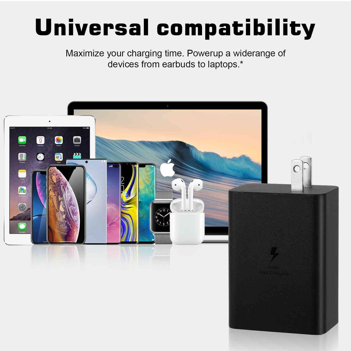 65W Fast Travel Charger with 3 Ports - USB & Dual USB-C - High-Speed Charging for Xperia Z3v/Z3/Z3 Compact/Z2 Tablet LTE/Z2 Tablet Wi-Fi iPhone,  Galaxy, Laptops, Phones Google Pixel, MacBook