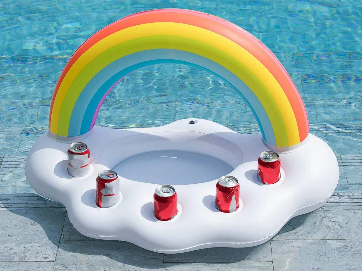 Inflatable Rainbow Cloud Drink Holder Floating Beverage aqua Fun Decorations