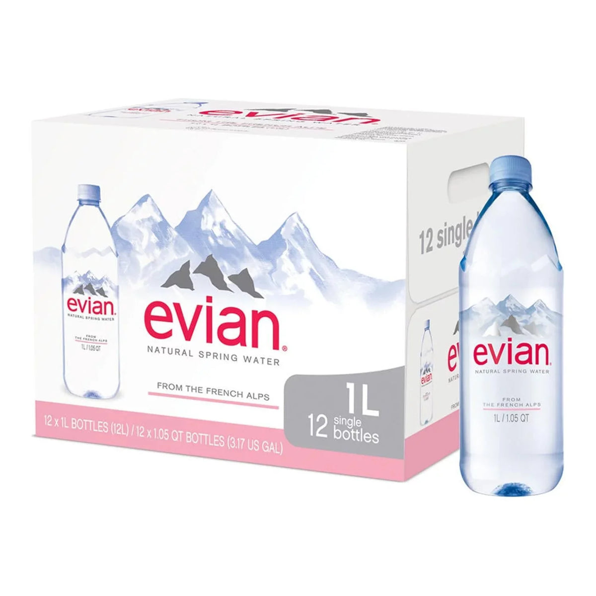 A1. Evian Natural Spring liquid 1 L, 12 pk