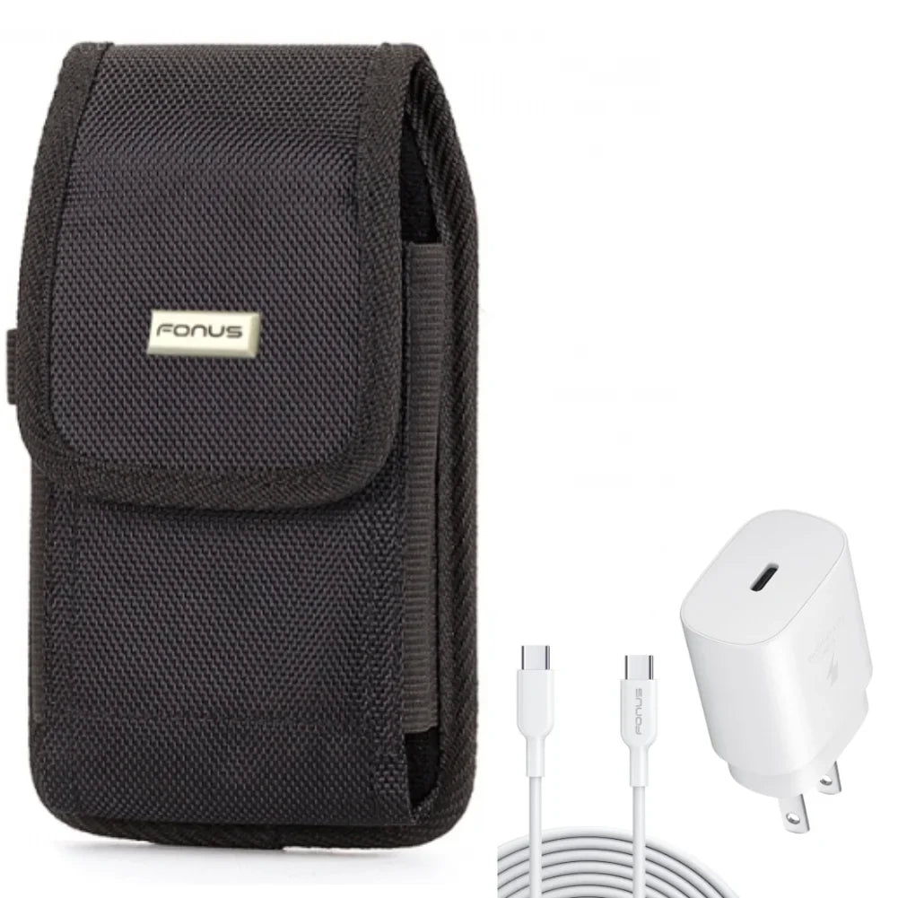 Holster Swivel Case Belt Clip w 6ft USB-C Cable PD Type-C 25W Fast Home Charger for OnePlus 10 Pro -  Phone 2 -  Galaxy XCover Pro S9 Plus S8 Plus S22 Ultra Plus S21 Ultra Plus