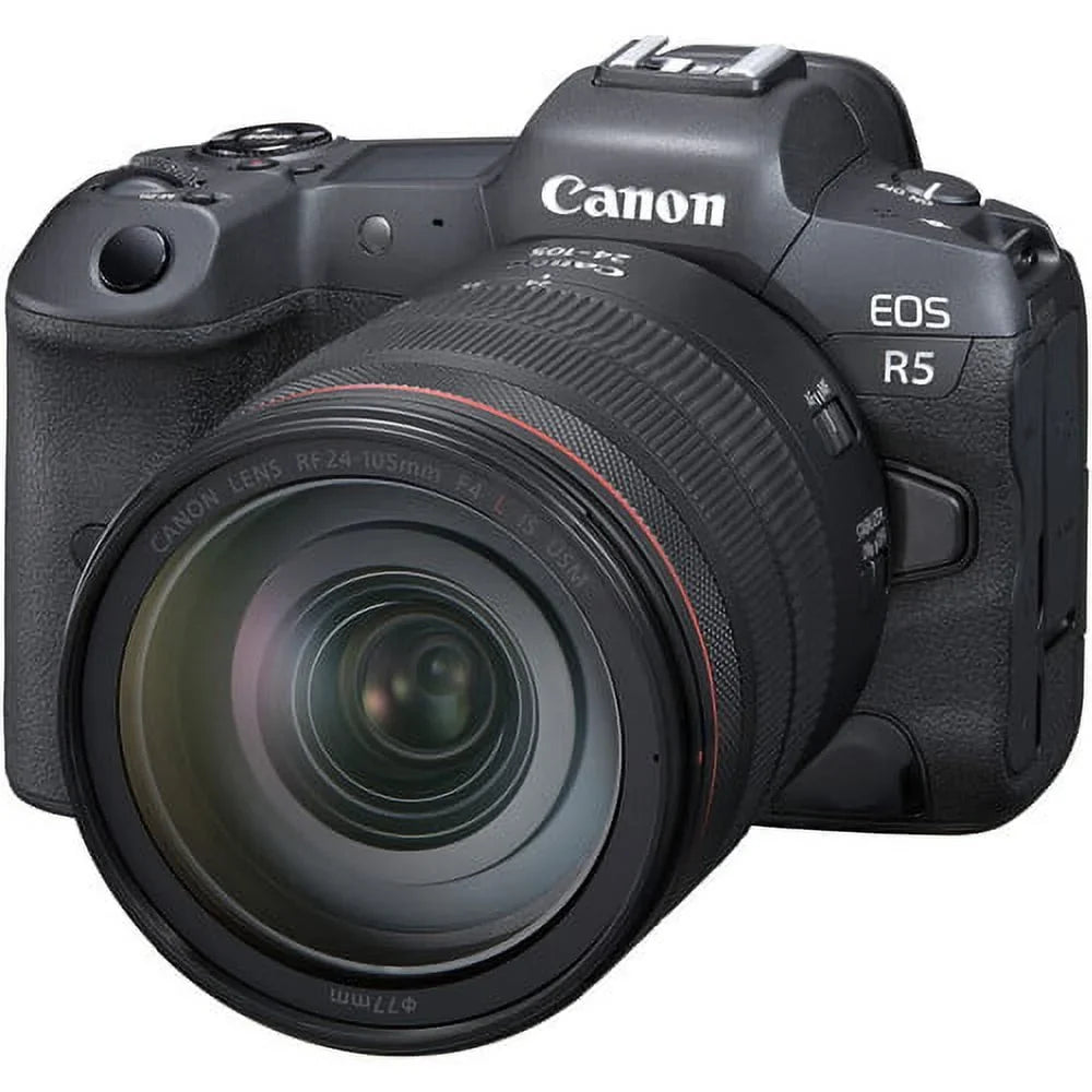 EOS R5 Mirrorless Camera with RF 24-105mm f/4 L IS USM Lens+  EF 75-300mm f/4L III Lens+500mm f/8 Preset Telephoto Lens+case+256Memory Cards (24PC)