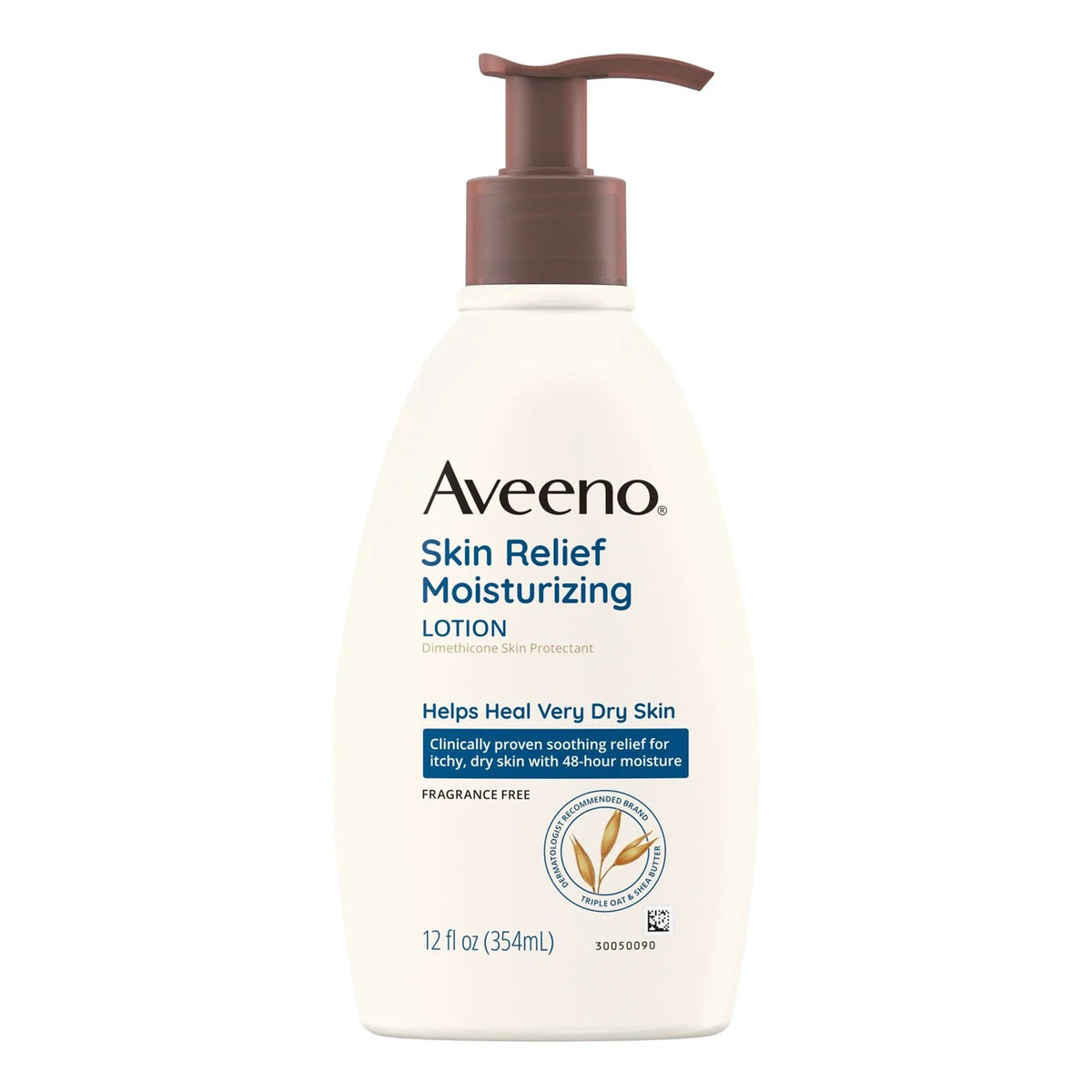 Pump Bottle Unscented Lotion (EA/1). Hand and Body Moisturizer Aveeno Skin Relief 12 oz