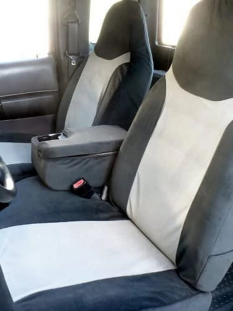 F286 2002-2003  Ranger 60/40 Split Seat with Opening Center Console in Gray and Black Twill