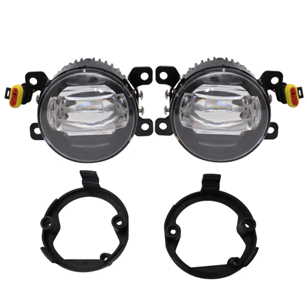 Ikon Motorsports suitable with  Mustang,  Focus,  Taurus X,  Transit Connect; Lincoln LS & Navigator Front LED Fog Lamp Foglight Pair LH RH Clear Lens W/ Wire Harness