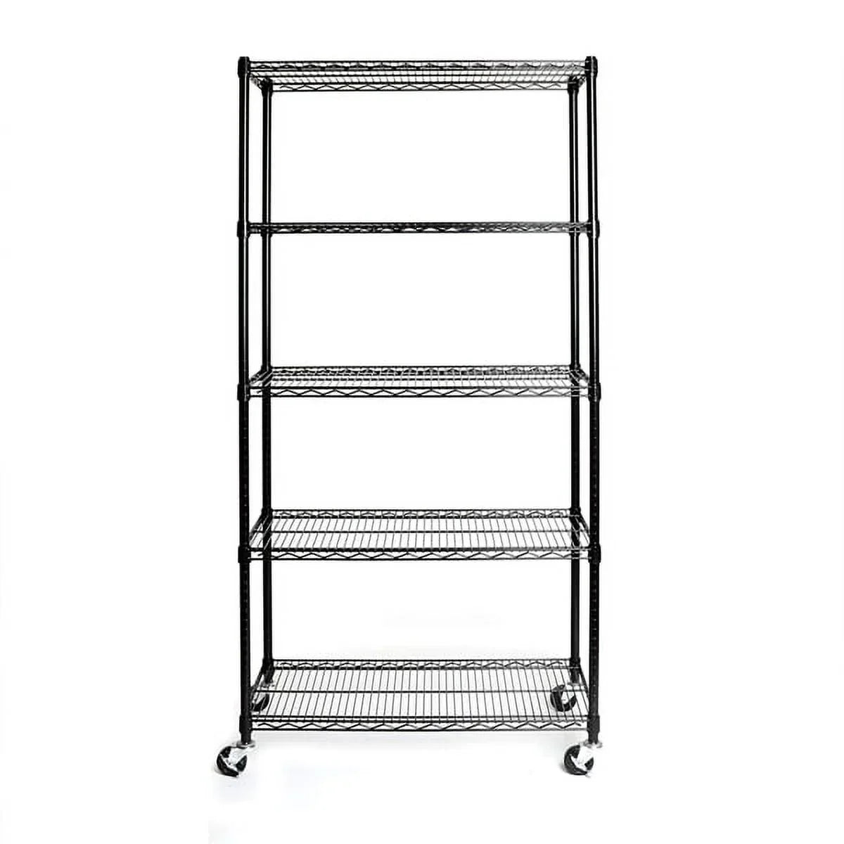 Fithood 5-Tier NSF-Certified Steel Wire Shelving with Wheels Black