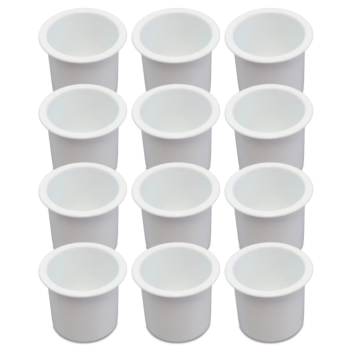 12 Cup Holder Plastic Pocket Recessed Drop In Insert Universal for craft RV Car Truck Sofa Game Table Marine Pontoon Motorhome Camper White