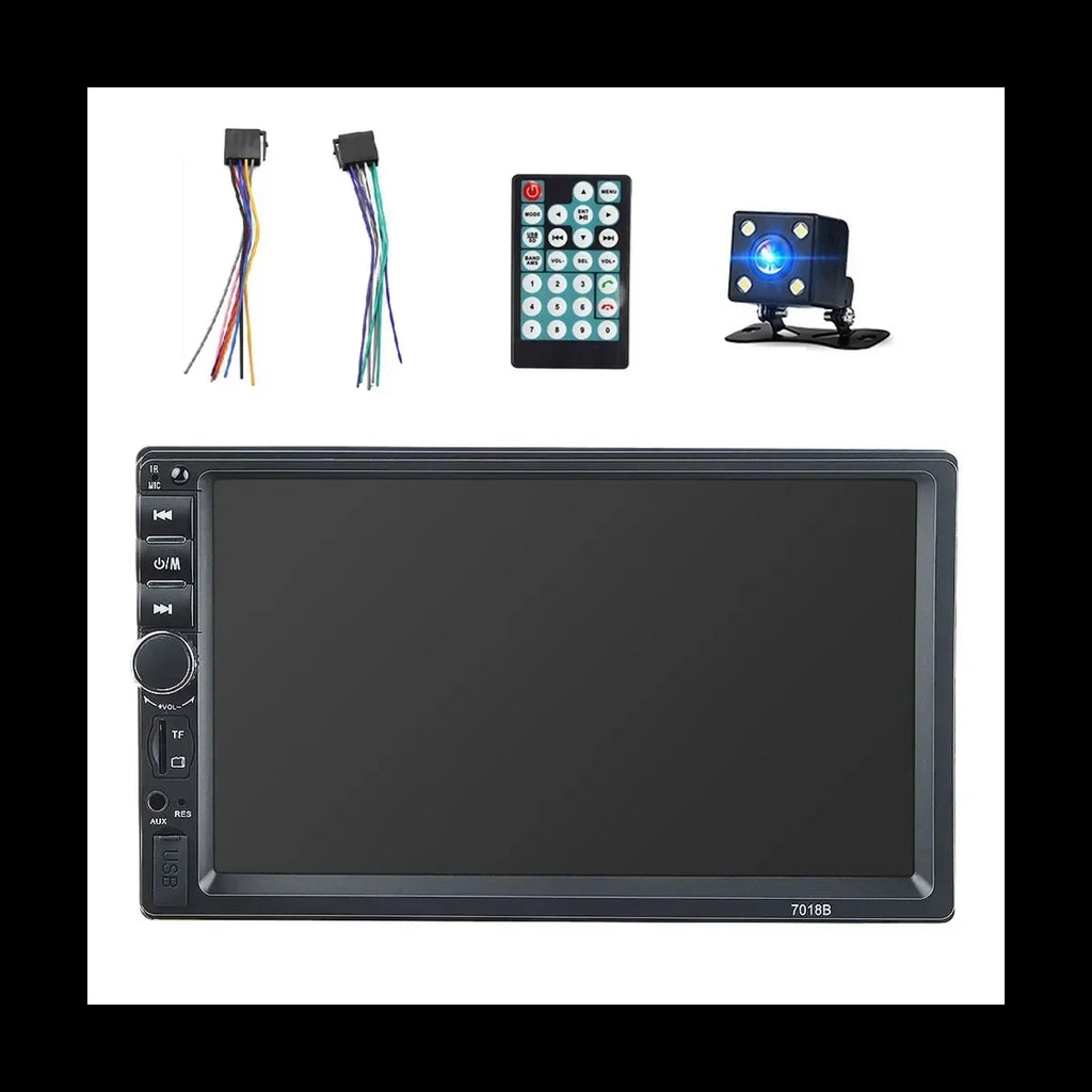 Car Radio Double Din Car Stereo 7" LCD Touch Screen in-Dash Head Unit with Bluetooth Support Mirror Link/DVR/USB/FM/SD/MIC MP3 +Rear View Camera& Remote Control