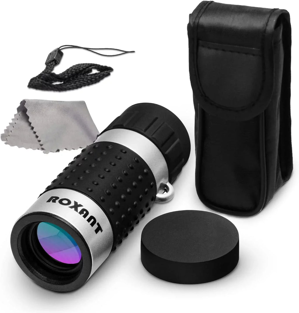 Roxant Monocular Telescope - High Definition Ultra Light Pocket Telescope - Includes Compact Monocular, Neck Strap & Cleaning Cloth, Monoculars for Adults, High Powered Handheld Telescope
