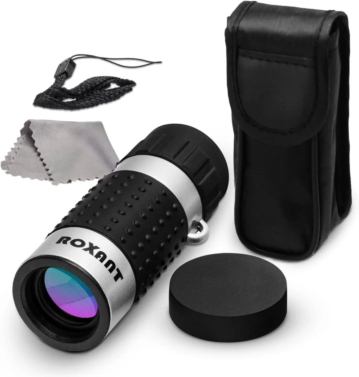 Roxant Monocular Telescope - High Definition Ultra Light Pocket Telescope - Includes Compact Monocular, Neck Strap & Cleaning Cloth, Monoculars for Adults, High Powered Handheld Telescope