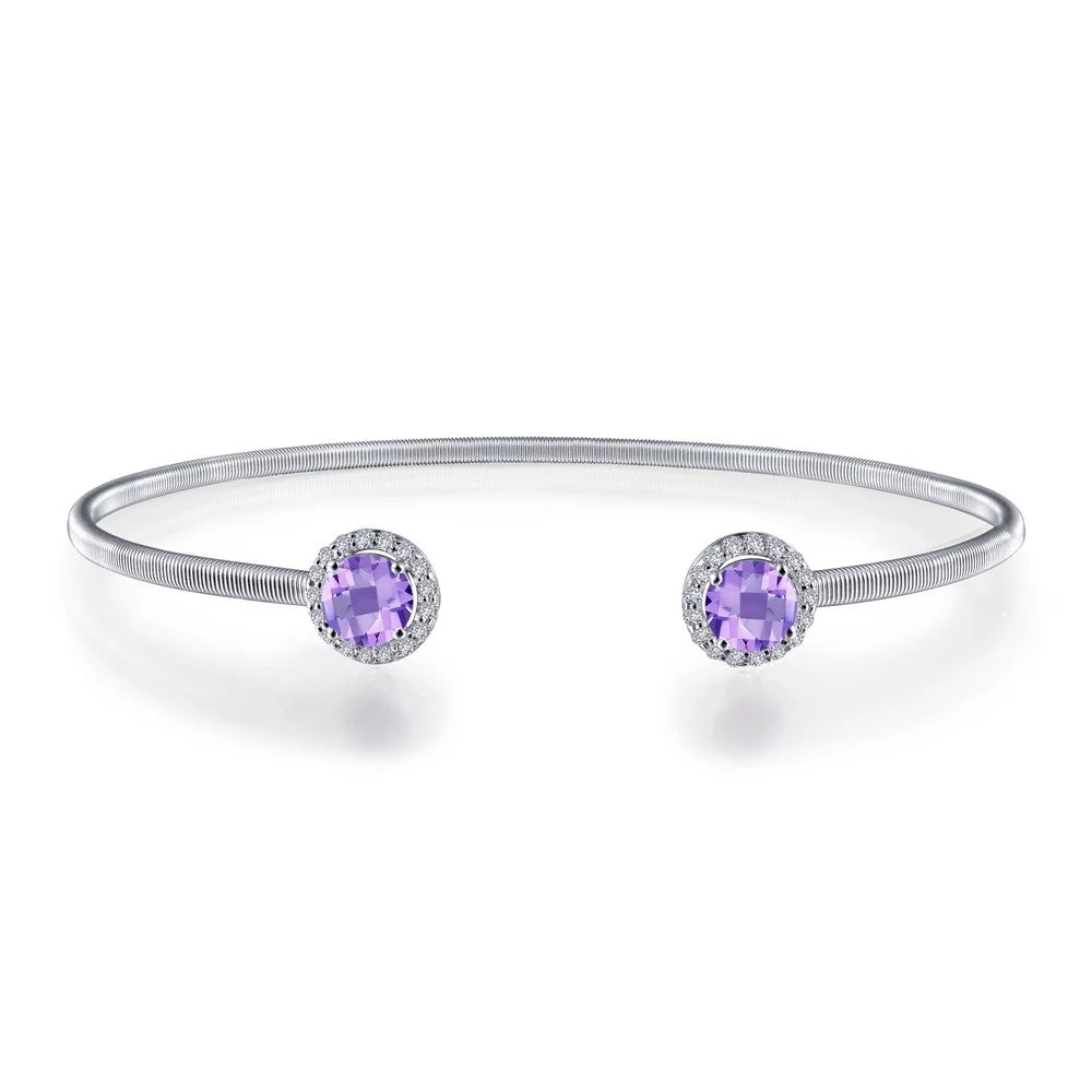 Lafonn Birthstone Sterling Silver Platinum Plated Lassire FEBRUARY Bracelet (Appx CTTW: 1.26 cts.)
