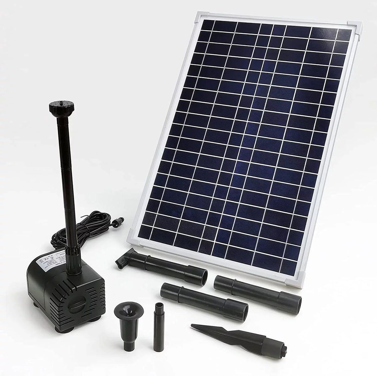 25W Solar aqua Pump KIT: DC Dry-Run Protection liquid Pump 370GpH with 18V 25W Solar Panel for Fountain, Fish Pond, and Aquarium (No Backup Battery)