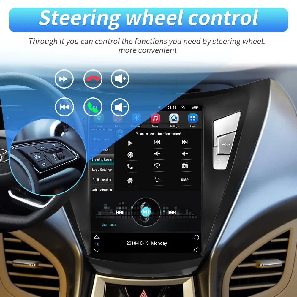Podofo 2G+64G for Hyundai Elantra 2011 2012 2013 Android 9.7'' Touchscreen Car Stereo Radio Bluetooth FM Mirror Link GPS WIFI USB, with Backup Camera