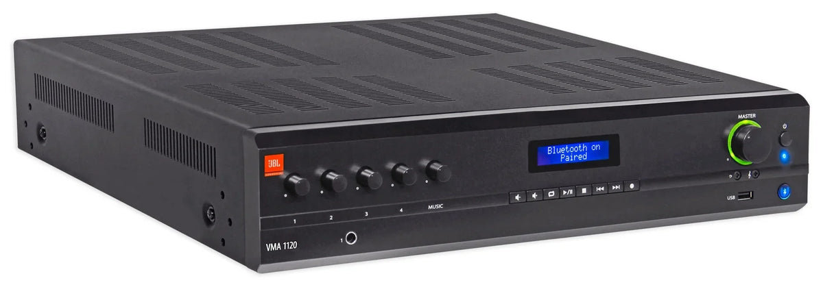 JBL VMA1120 Commercial/Restaurant 70v Mixer/Amplifier+(6) 6.5" Wall Speakers