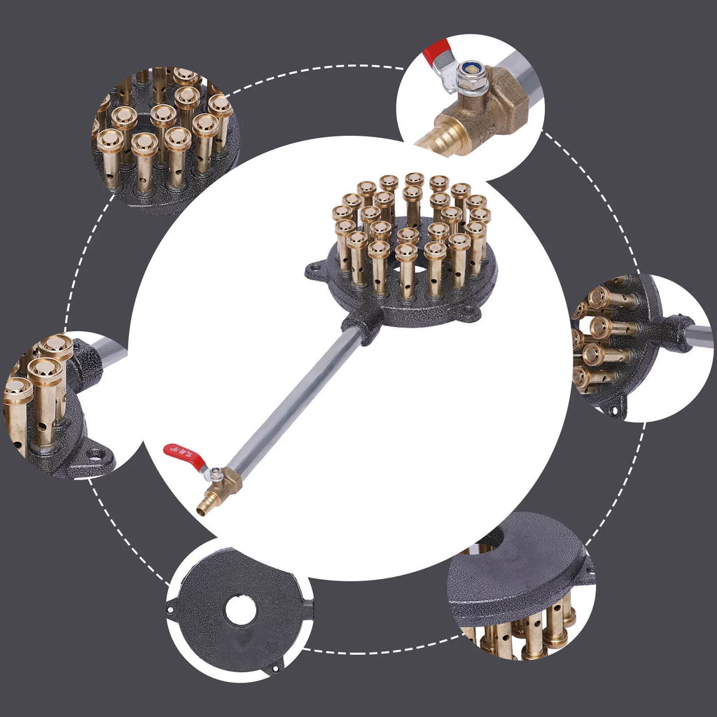 Miumaeov 24-Hole Gas Stove Cooker Liquefied Gas Burner High Pressure Wok Gas Camping Stove Cast Iron