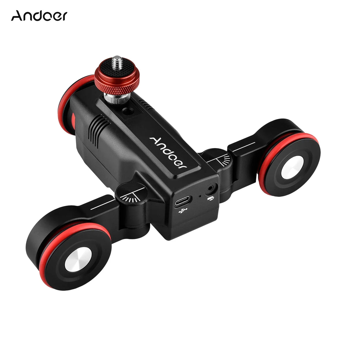 Andoer Video Dolly,Adjustable Speed 3-Wheels Motorized Slider L5i  Dolly 3-Wheels Motorized Car Mobile APP Video Auto Dolly Auto Dolly 3-Wheels Slider Dolly Car APP Time-Lapse Line Wireless dsfen