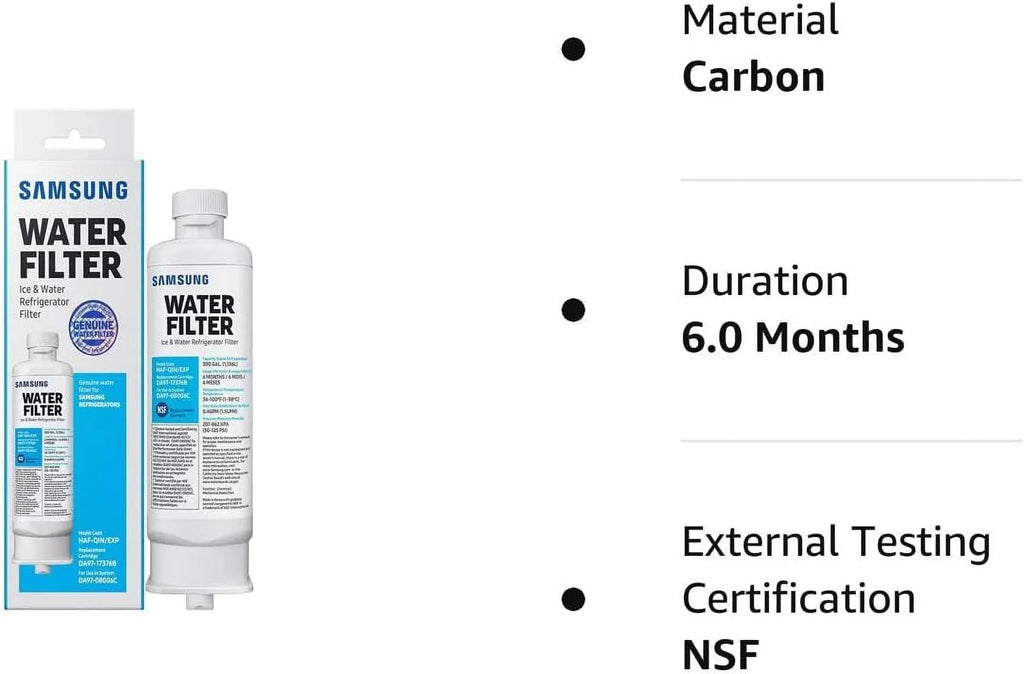 DA97-17376B HAF-QIN, DA9717376B HAF-QIN/EXP Refrigerator liquid Filter RF23M8070SG Pack of 8