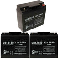 3x Pack - matching DATASCOPE 14600003401 Battery - Replacement UB12180 Universal Sealed Lead Acid Battery (12V, 18Ah, 18000mAh, T4 Terminal, AGM, SLA)