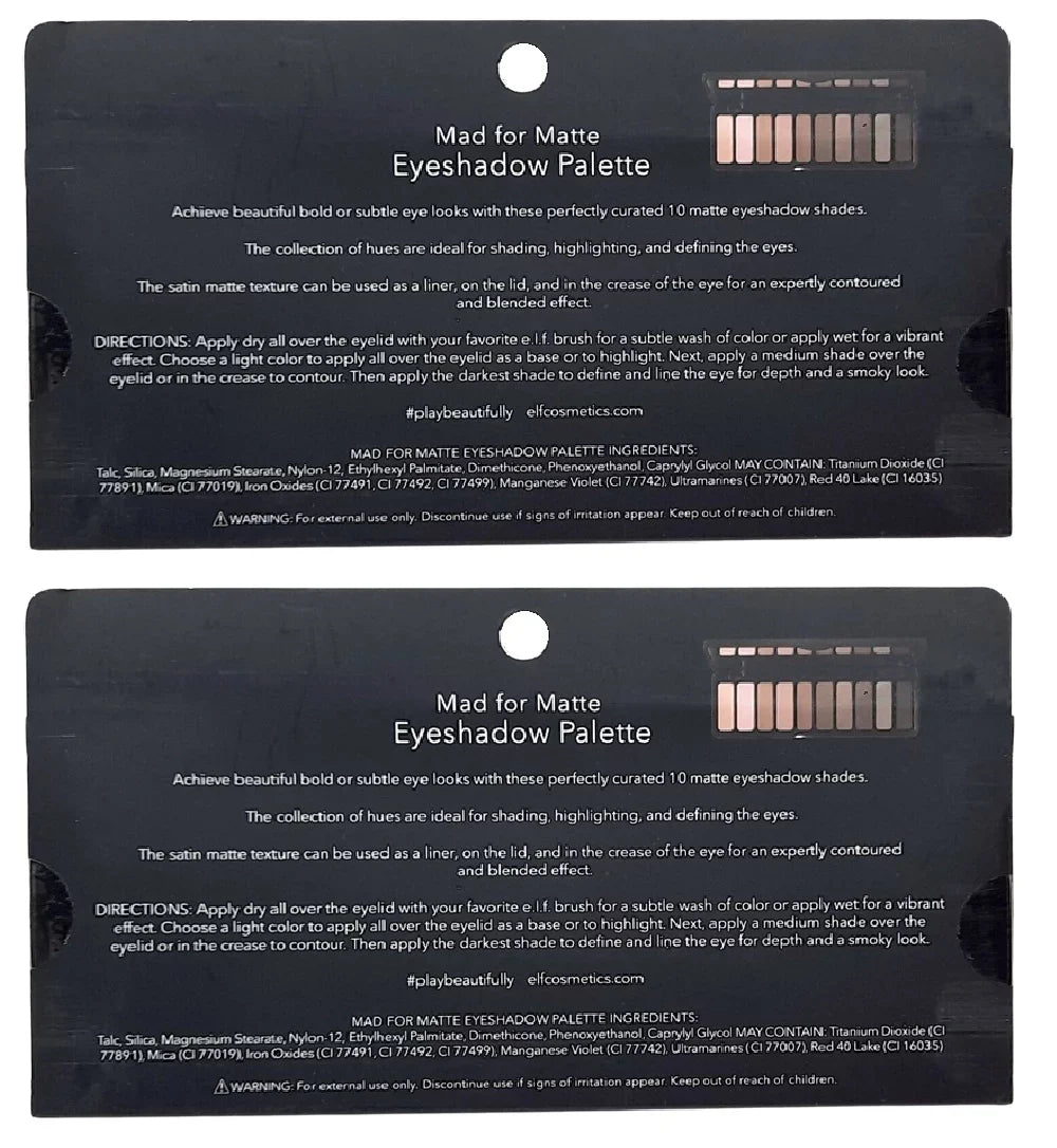 Eyeshadow Palette, Mad for Matte 83325. Pack of 2 E.l.f