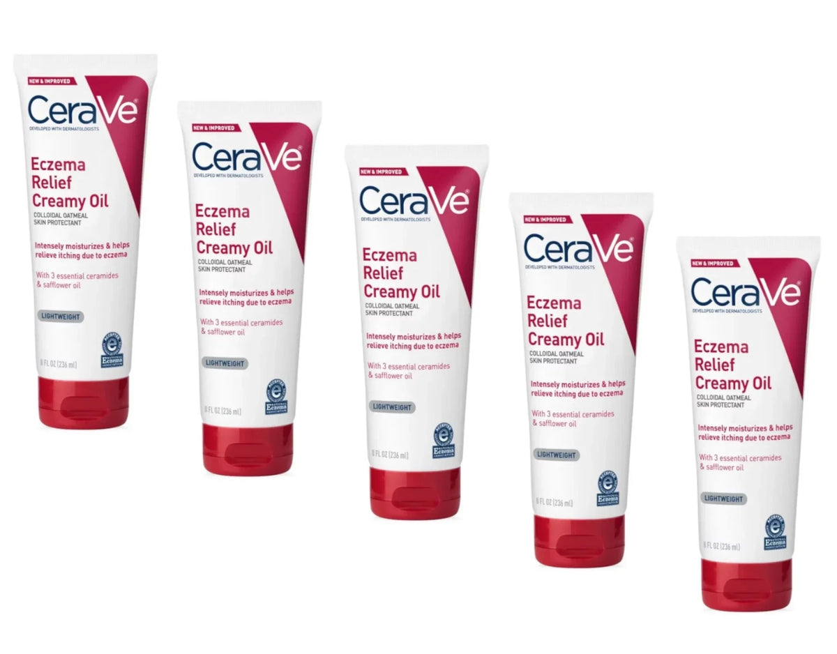 '- Pack of 5. Oz. Cerave Eczema Relief Creamy Oil Oatmeal Skin Protectant, 8 Fl