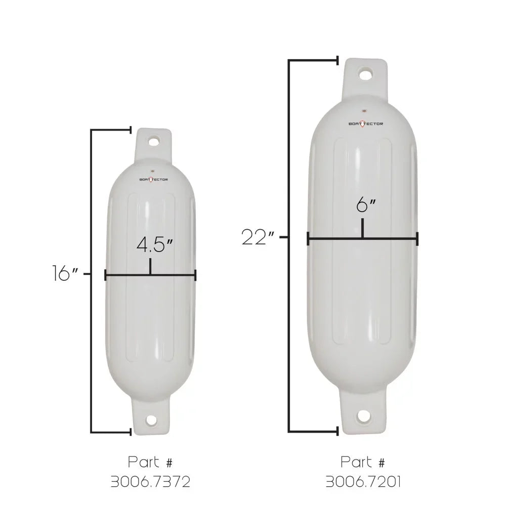 Extreme Max 3006.7201 BoatTector Inflatable Fender Value 2-Pack - 6.5" x 22", White