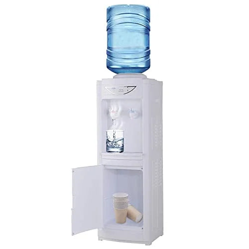 Hot & Cold Top Loading aqua Dispenser,5 Gallons moisture Coolers with Child Safety Lock Removable Drip Tray & Storage Cabinet,moisture Cooler Dispenser for Home,Office(White)