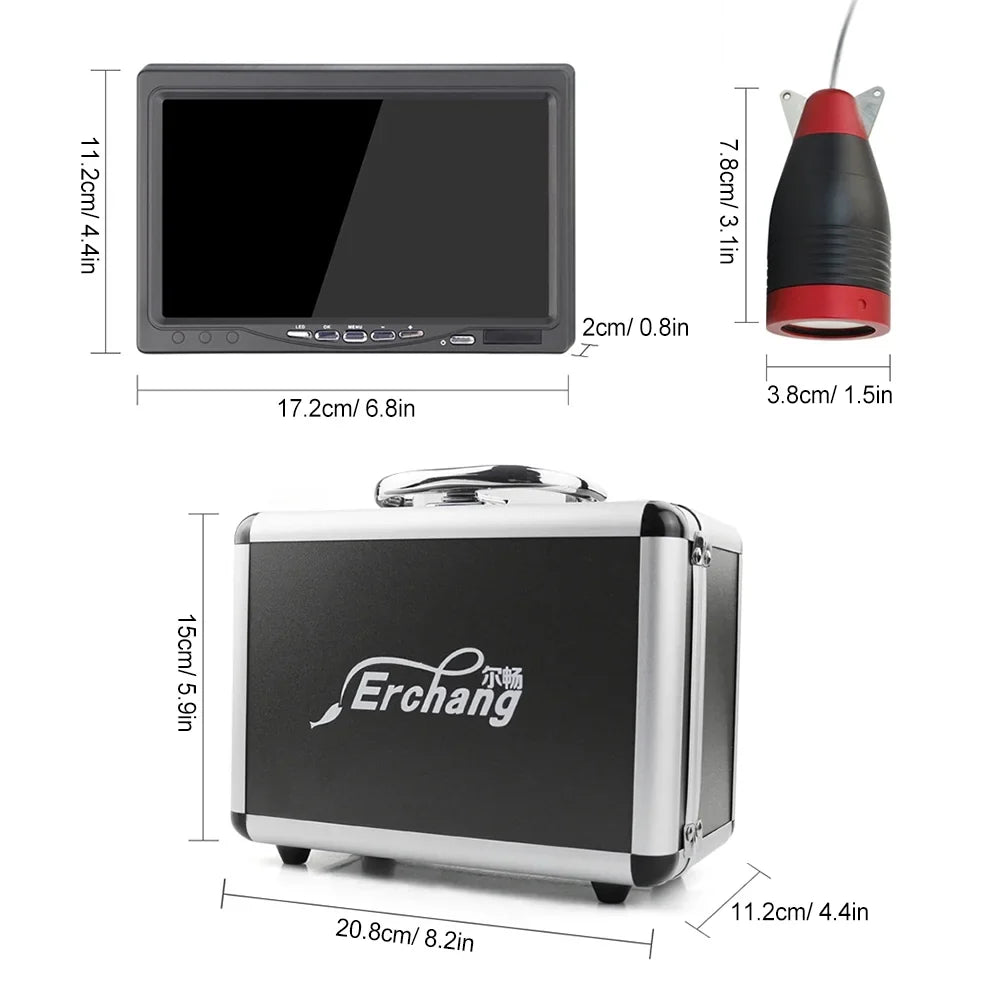 Erchang Underwater Fishing Camera Portable Fish Finder with 7 Inch for ship Kayak Lake Sea Fishing Real Time , Uncover Underwater Secrets