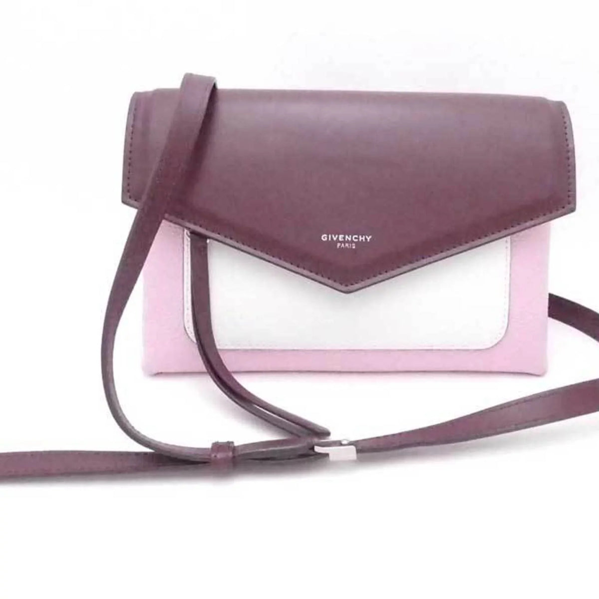 Pre-Owned Givenchy GIVENCHY Crossbody Shoulder Bag Duet Leather Bordeaux x Pink White Women's (Good)