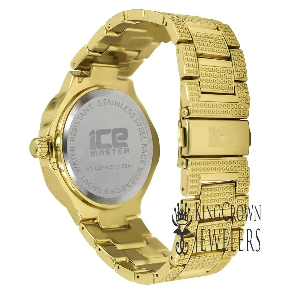 14K Yellow Gold Tone Simulated Diamonds Joe Rodeo Jojo Jojino aqua Resistance Metal Band Watch