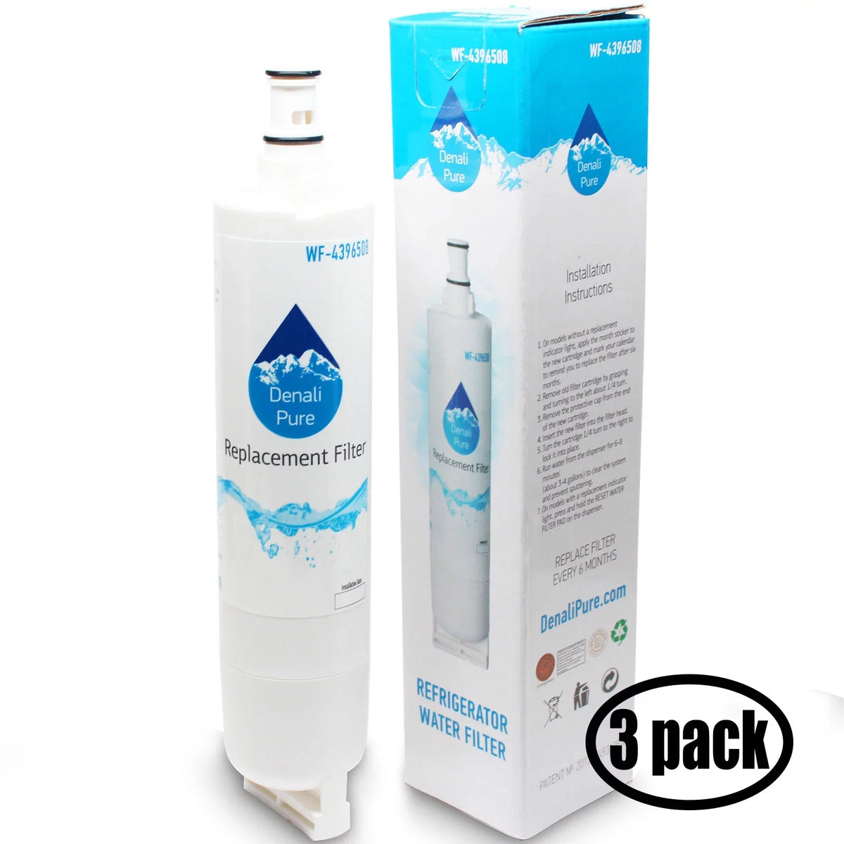 3-Pack Replacement for Maytag MSD2669KEW Refrigerator liquid Filter - suitable with Maytag 8212652 Fridge aqua Filter Cartridge - Denali Pure Brand