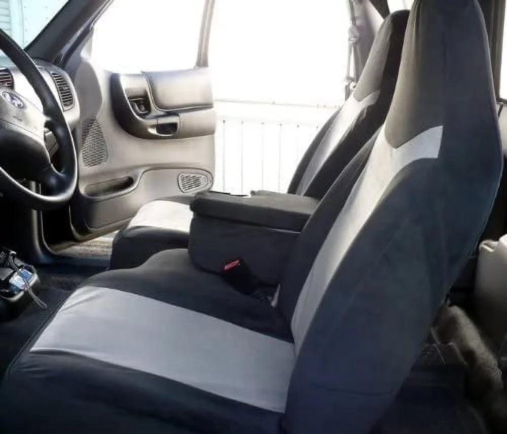 F286 2002-2003  Ranger 60/40 Split Seat with Opening Center Console in Gray and Black Twill