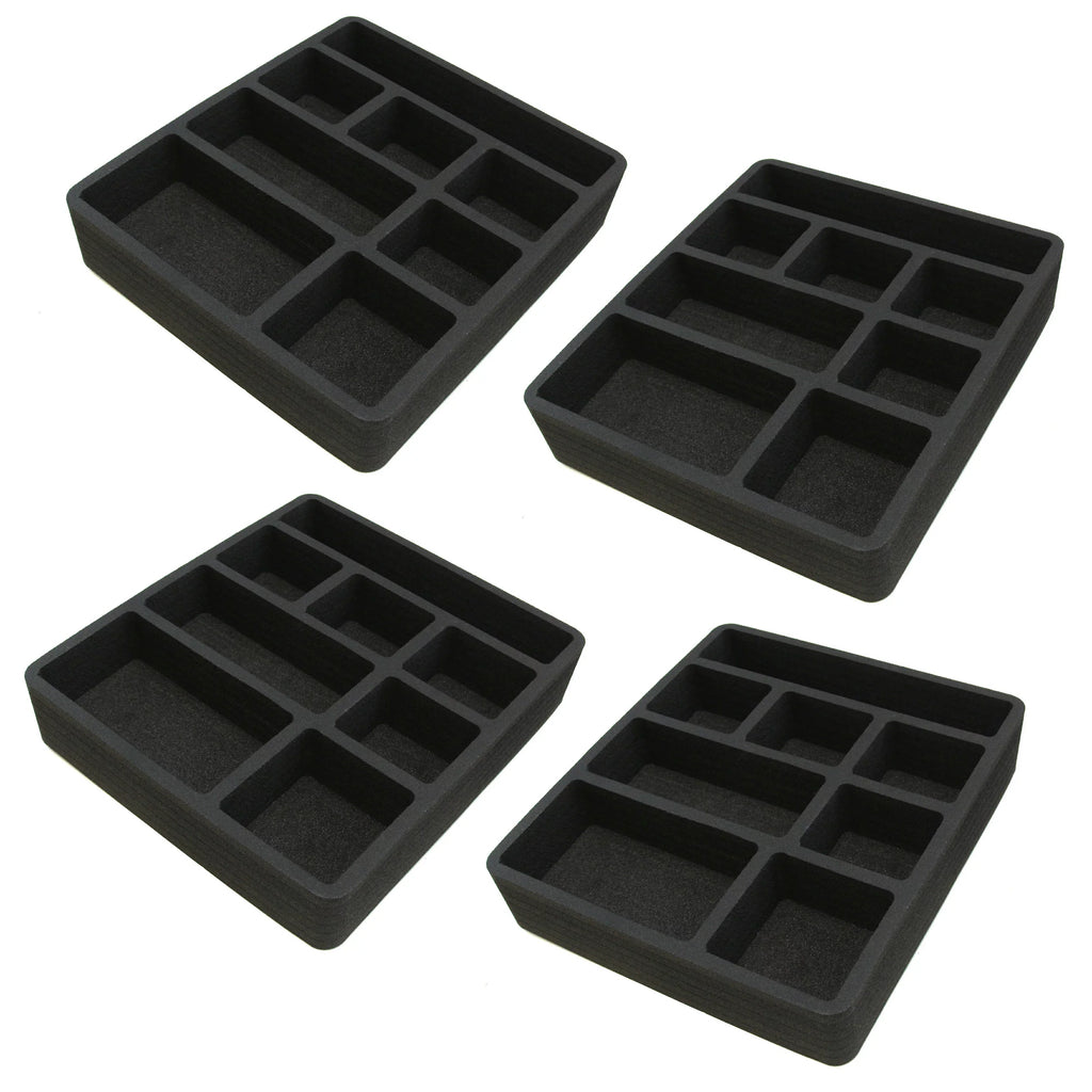 Polar Whale 4 Piece Desk Drawer Organizers Tray Non-Slip Waterproof Insert for Office Home Shop Garage  12 X 10.5 X 2 Inches Black 8 Compartments Extra Deep Set of 4
