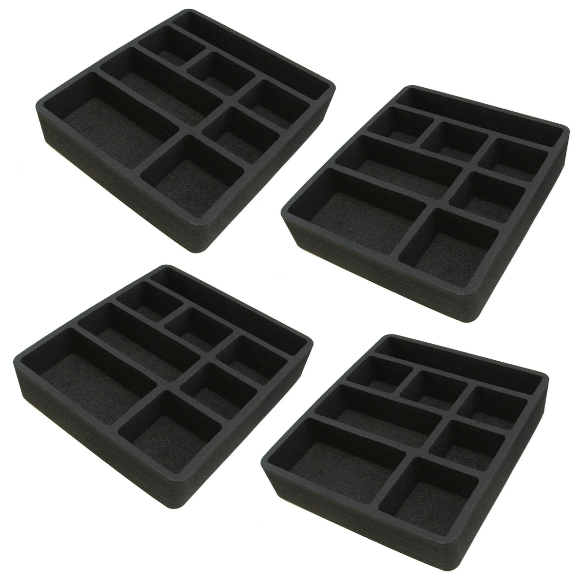 Polar Whale 4 Piece Desk Drawer Organizers Tray Non-Slip Waterproof Insert for Office Home Shop Garage  12 X 10.5 X 2 Inches Black 8 Compartments Extra Deep Set of 4