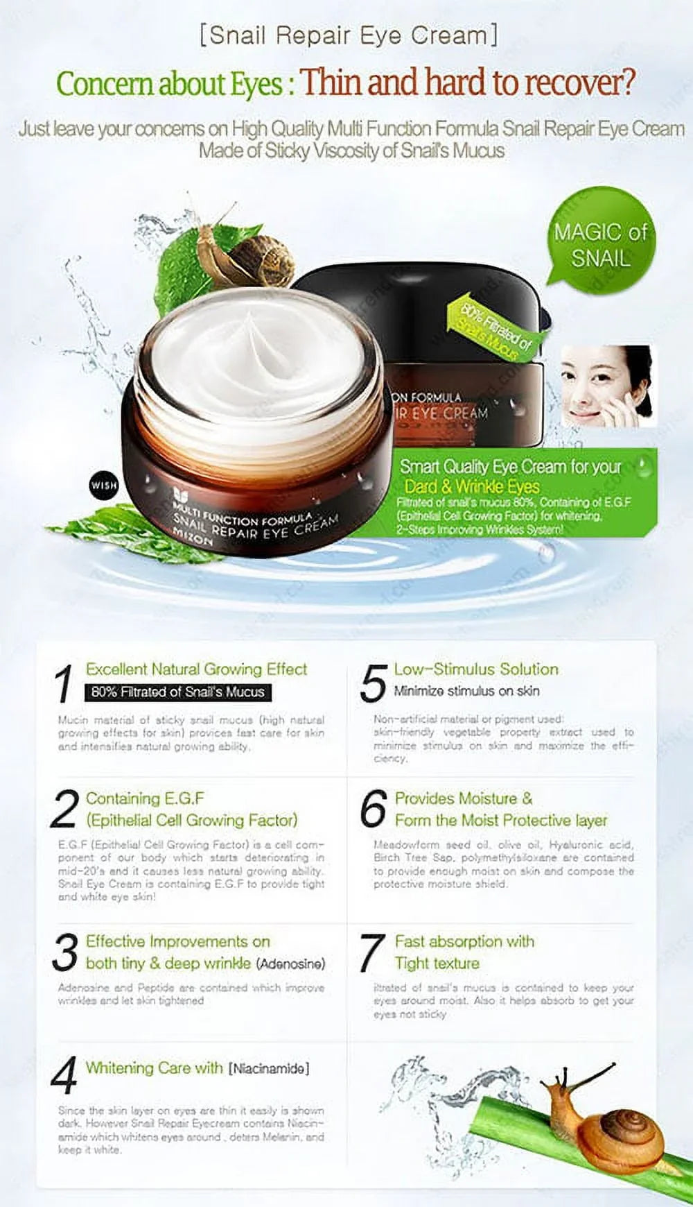 Mizon All in One Snail Repair Cream + Snail Repair Eye Cream Set
