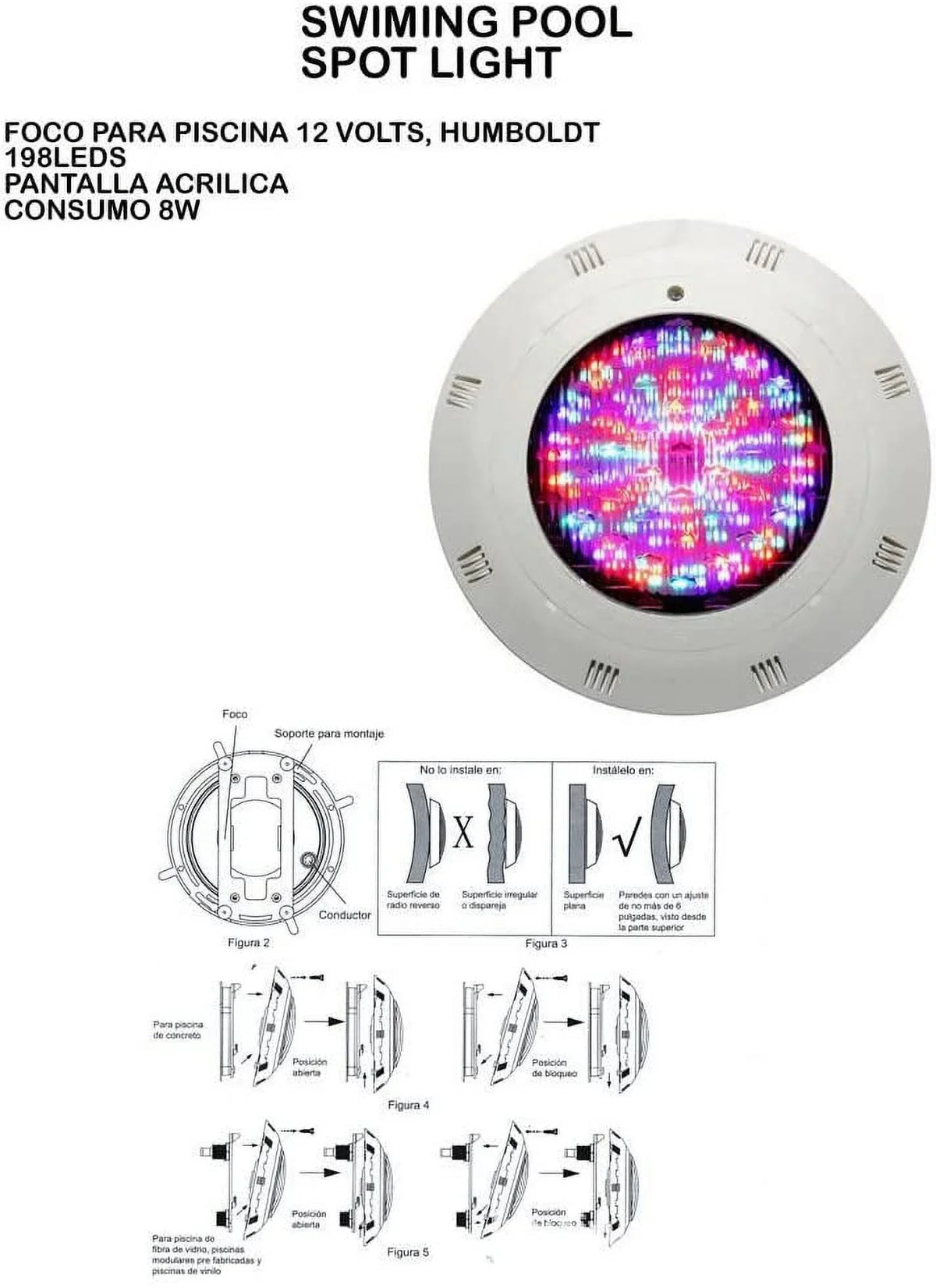 Miumaeov LED Swimming Pool Light, 12V RGB Waterproof IP68 Underwater Light Lamp with Remote Control (18W)