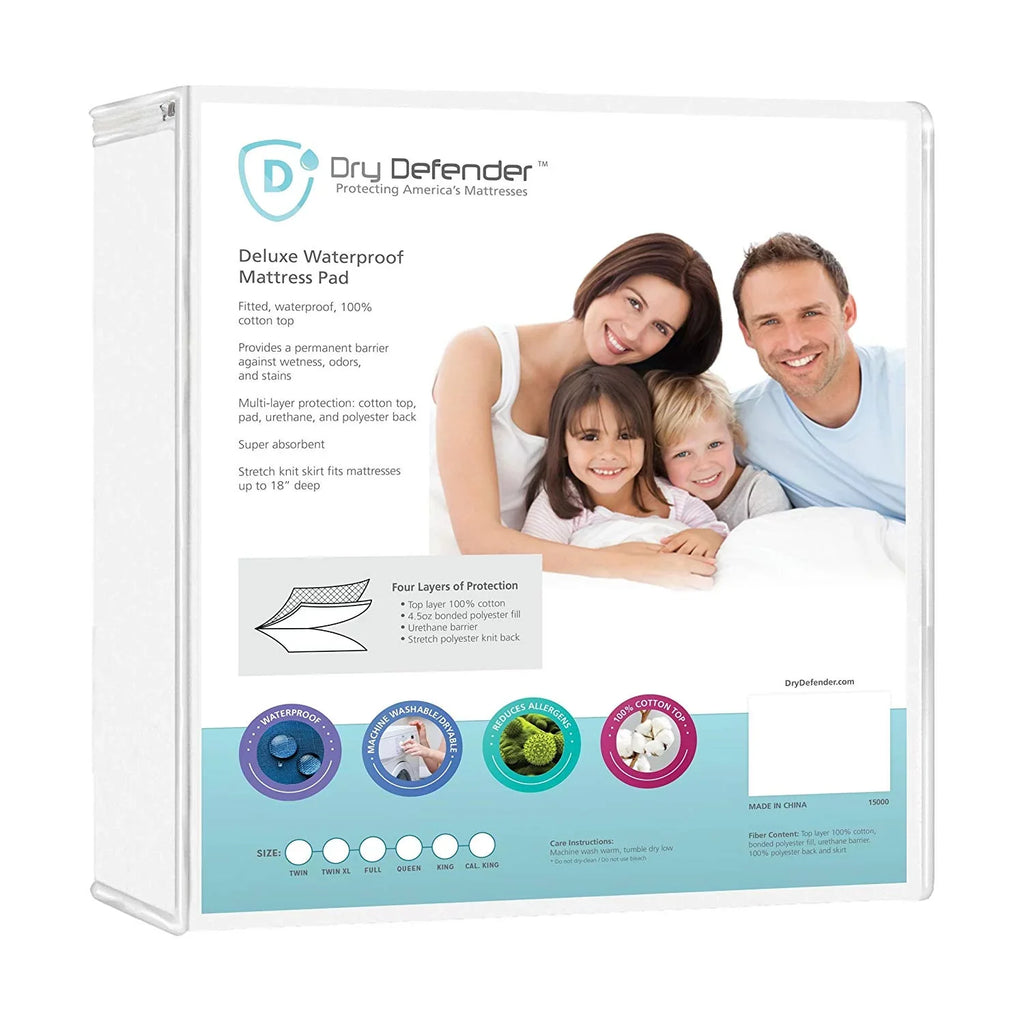 Dry Defender Sateen Cotton Top Waterproof Mattress Pad - Twin Size