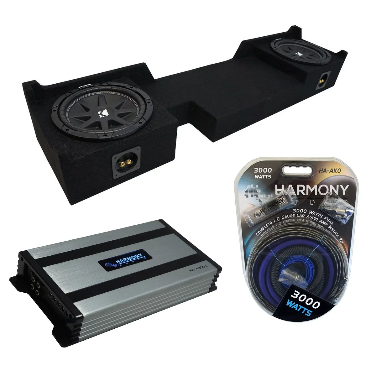 04-08  F-150 Ext Super Cab Kicker Comp C10 Dual 10 Sub Box HA-A800.1 Amp