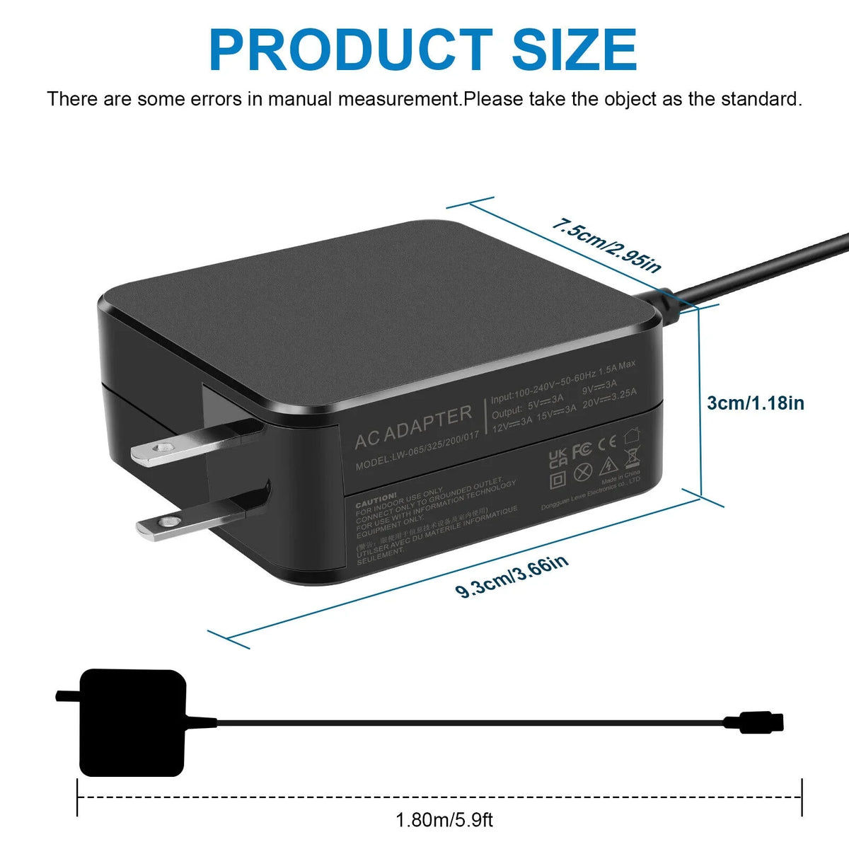 65W USB C AC Adapter Charger for  L30757-002 L32392-001 L30757-004 L32392-001