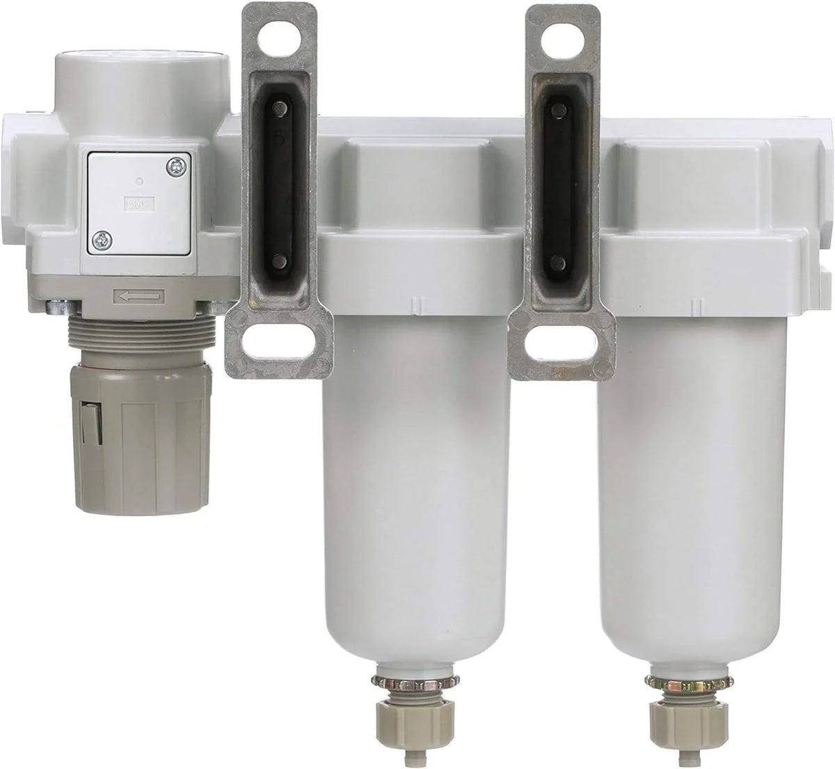 3 Stage Compressed Air Filter Dryer System - Particulate Air Filter, Coalescing Air Filter, Compressed Air Pressure Regulator Combo, 1/2" NPT - Metal Bowl, Manual Drain