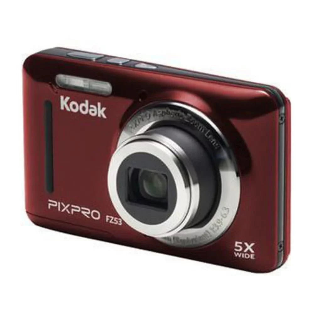 Kodak PIXPRO Friendly Zoom FZ53 Digital Camera (Red) with Case and Memory Card