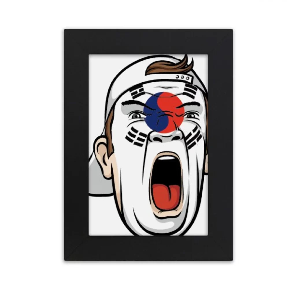 Korea Flag Makeup Head Screang Cap Desktop Photo Frame Picture Display Art Painting Exhibit