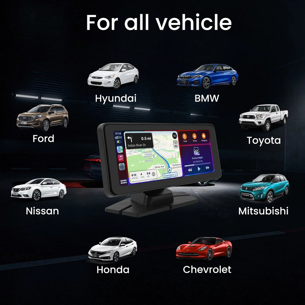 NEXPOW Carplay Touchscreen with 4K Dash Cam, Portable  Carplay & Android Auto Car Stereo, Car Audio Receivers with 1080p Backup Camera, GPS Navigation, Bluetooth (6.9inches)