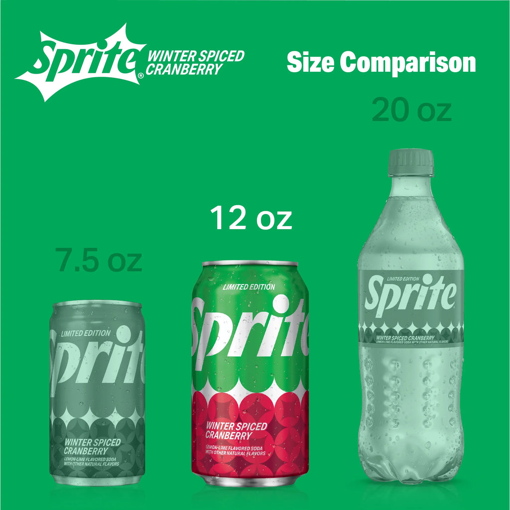 Sprite Winter Spiced Cranberry Soda Pop, 12 fl oz, 12 Pack Cans