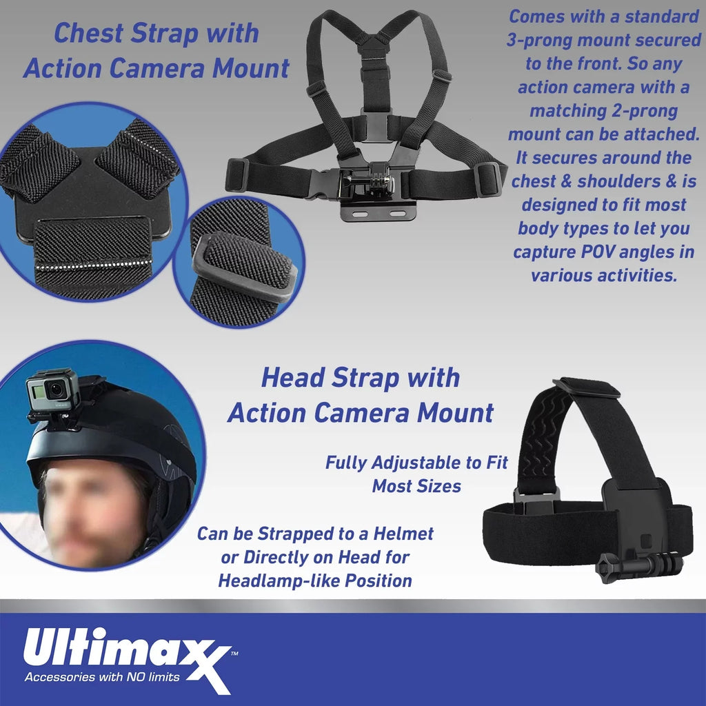 Ultimaxx Essential GoPro HERO10 (Hero 10) Black Bundle - Includes: 2x Replacement Batteries, Dual USB Charger, moisture-immune Action Camera Case & Much More