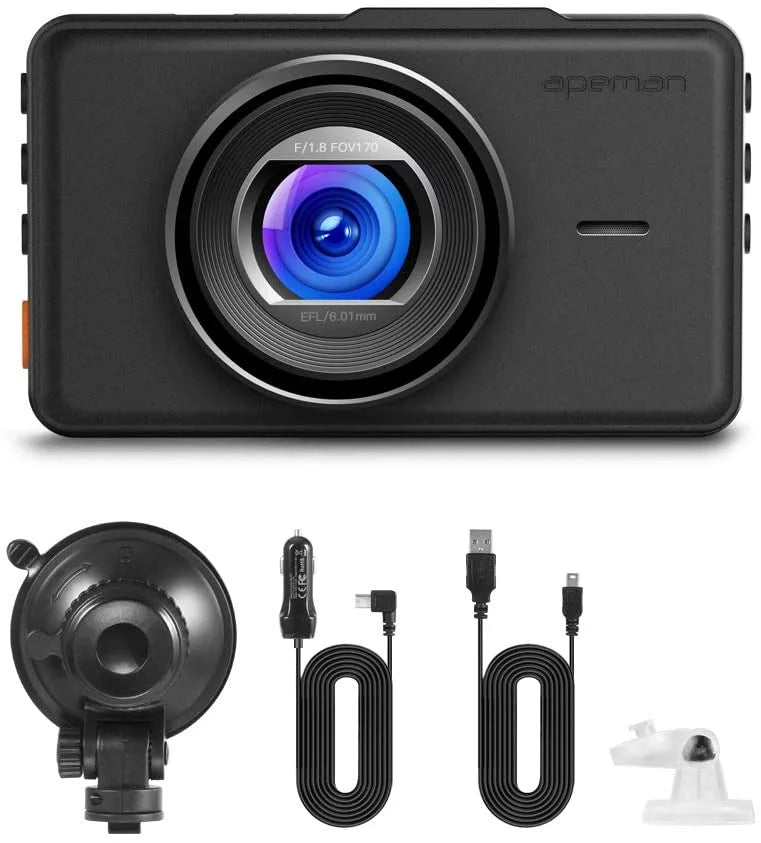 APEMAN C450 Dash Cam 1080P FHD 3" Car Camera 170° Wide Angle Screen, Parking Monitor, Black